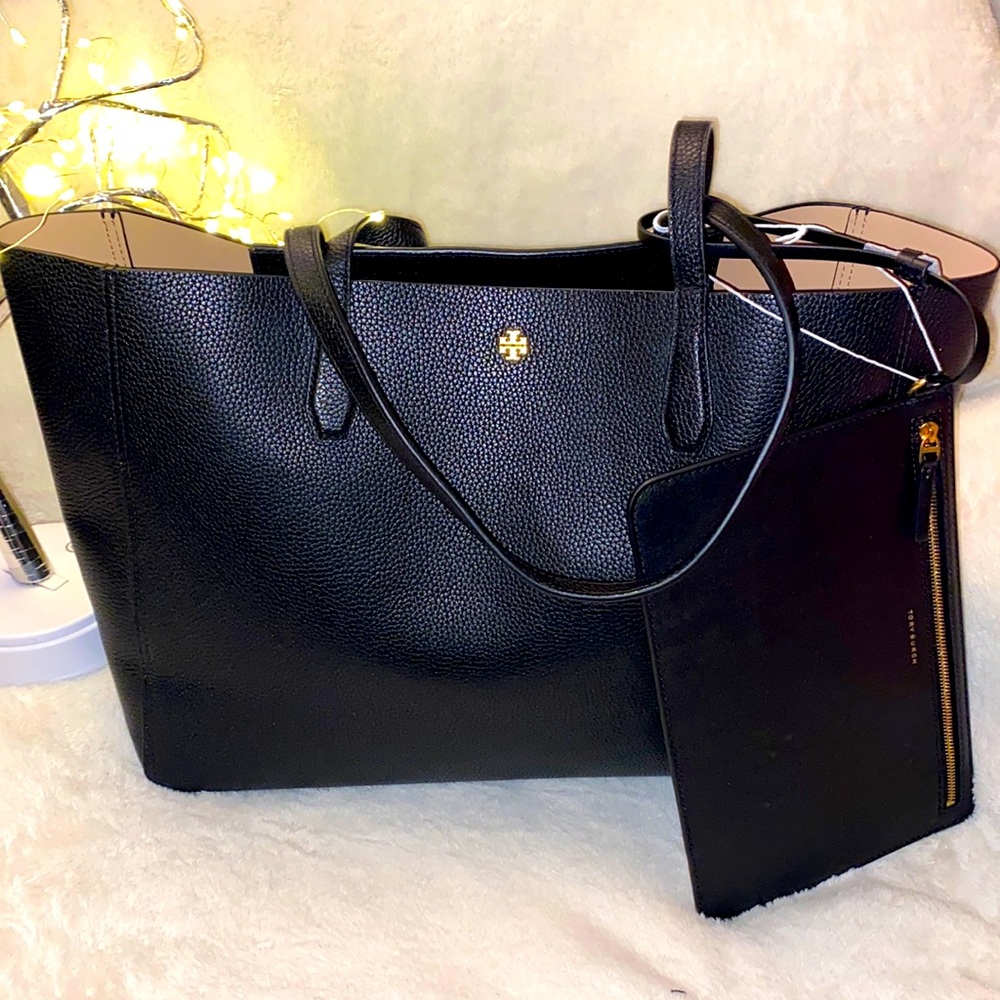 ♥️TORY BURCH DEVON TOTE 👜 WITH DETACHABLE WRISTLET 🔥🔥